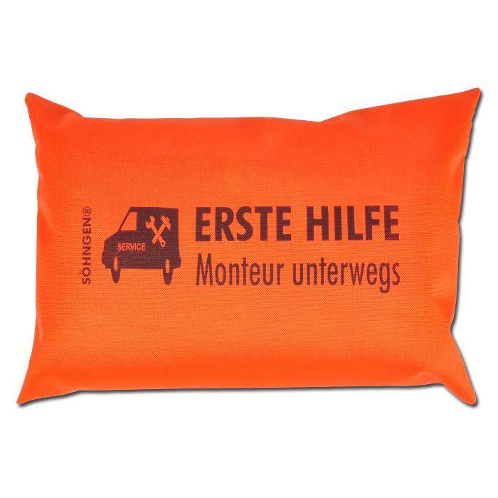 Erste-Hilfe-Set - orange - 210 x 140 mm - gefüllt - "Skifahrer" - robuster Reißverschluss