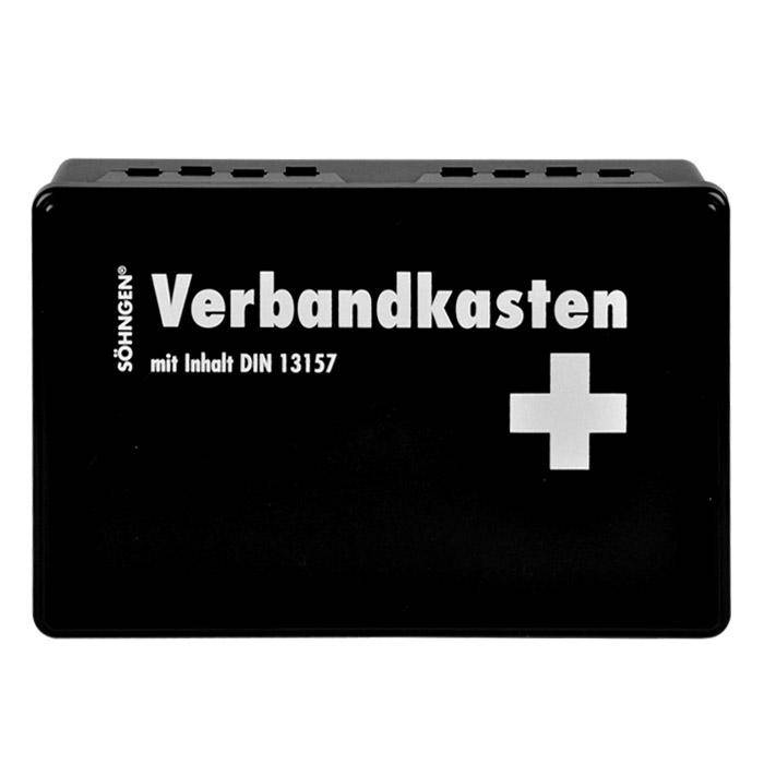 Verbands-Kasten - 260 x 160 x 80 mm - schwarz - Kunststoff - "KIEL" - gefüllt nach DIN 13157