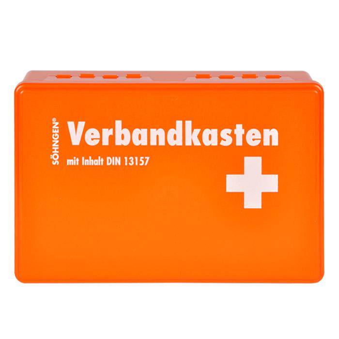 Verbands-Kasten - 260 x 160 x 80 mm - orange - Kunststoff - "KIEL" - gefüllt nach DIN 13157