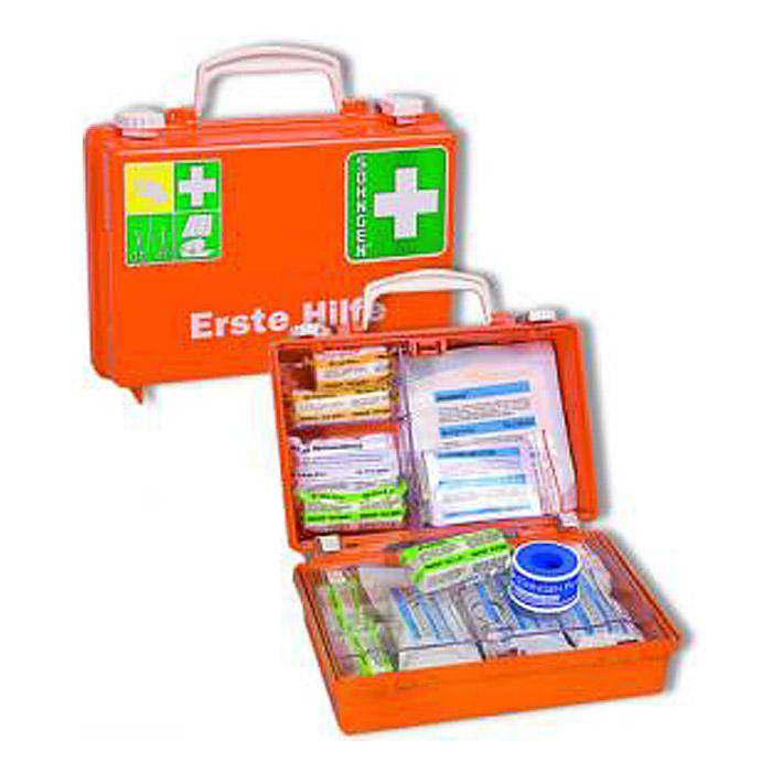 Erste-Hilfe-Koffer - 310 x 210 x 130 mm - orange - ABS-Kunststoff - "Erste Hilfe QUICK-CD" - gefüllt - DIN 1789