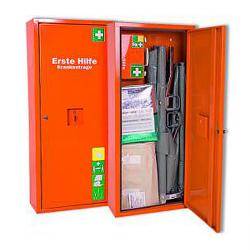 Anbausafe - mit Erste-Hilfe-Trage - gefüllt gemäß DIN 13 157 - Maße 1.120 x 490 x 200 mm