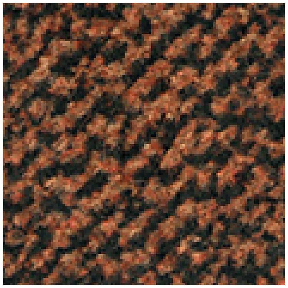 Eine Nahaufnahme eines strukturierten Stoffes mit einem Muster aus wellenförmigen braun und schwarzen Linien.