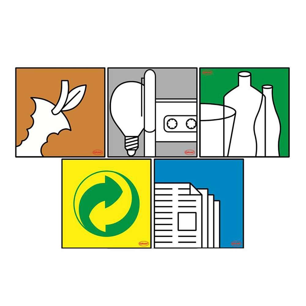 Aufklebersatz - für Graf® Mehrzweckbehälter - 5 Symbole