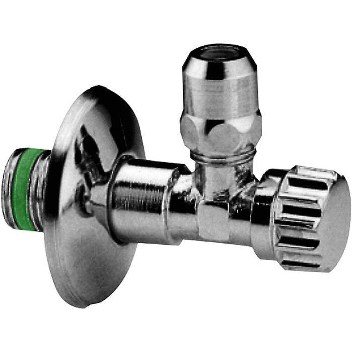 Eck-Drosselventil - Messing verchromt - selbstdichtend - Außengewinde G 1/2" - Rohranschluss-Ø 10 mm