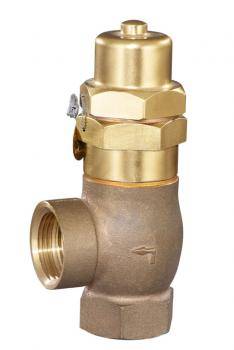 Sicherheitsventil - Ansprechdruck 0,2 bis 0,8 bar - Anschluss G 3/8" - Rotguss, bis 225° C - allg. Industrieanwendungen - nach DGR 97/23/EG, Kat.