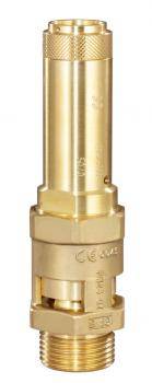 Hochleistungs Sicherheitsventil, TÜV - Größe G 1" - Druckluft & neutrale Gase - Ansprechdruck 2 bar - Abblaseleist.504 m³/h - Messing, direktwirke