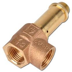 Messinggasbrenner-Düse mit sechseckigem Kopf und Gewindeende, verwendet zum Anschluss an Gasleitungen in Heizgeräten.