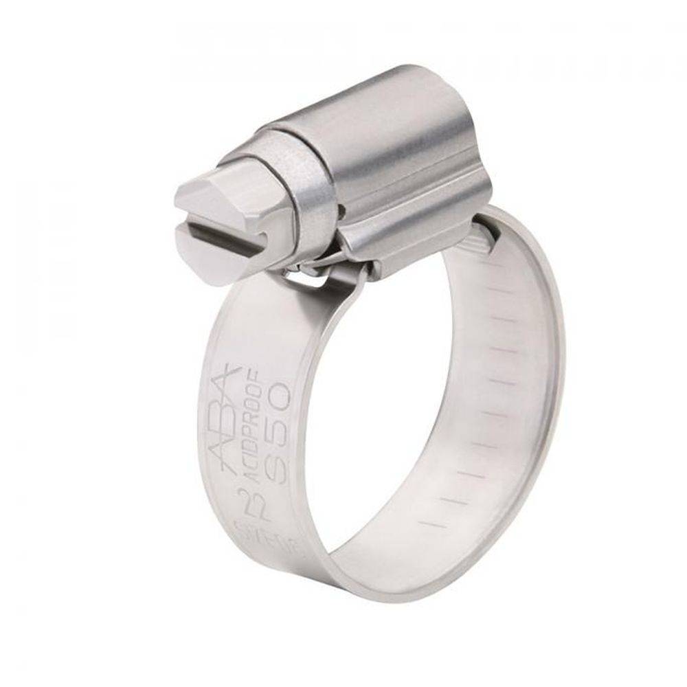 Schneckengewindeschelle ABA Original SMS - Breite 12 mm - Spannbereich-Ø 15 bis 24 mm - Chrom Nickel Molybdän Edelstahl - Preis per Stück