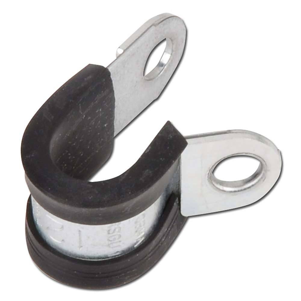 Rohrhalterungsschelle mit Gummi - Stahl verzinkt W1 - Breite 15 mm - Spannbereich-Ø 29 mm - Preis per Stück