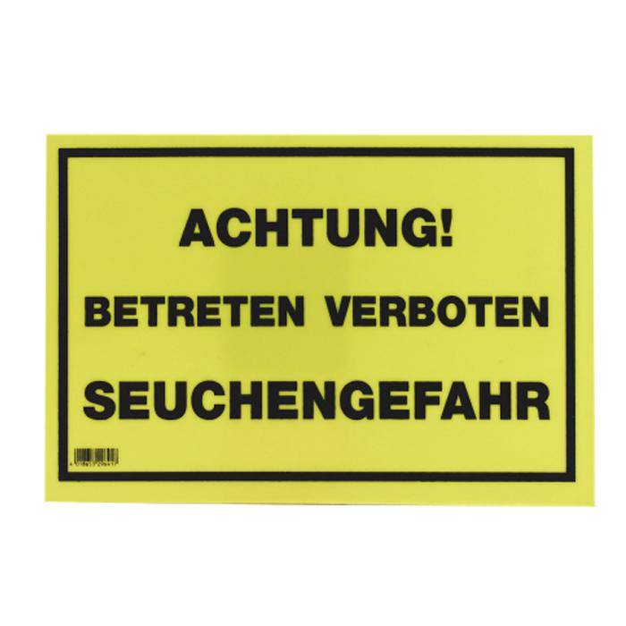 Warnschild - Größe 20 x 30 cm - Achtung! Betreten verboten-Seuchengefahr!