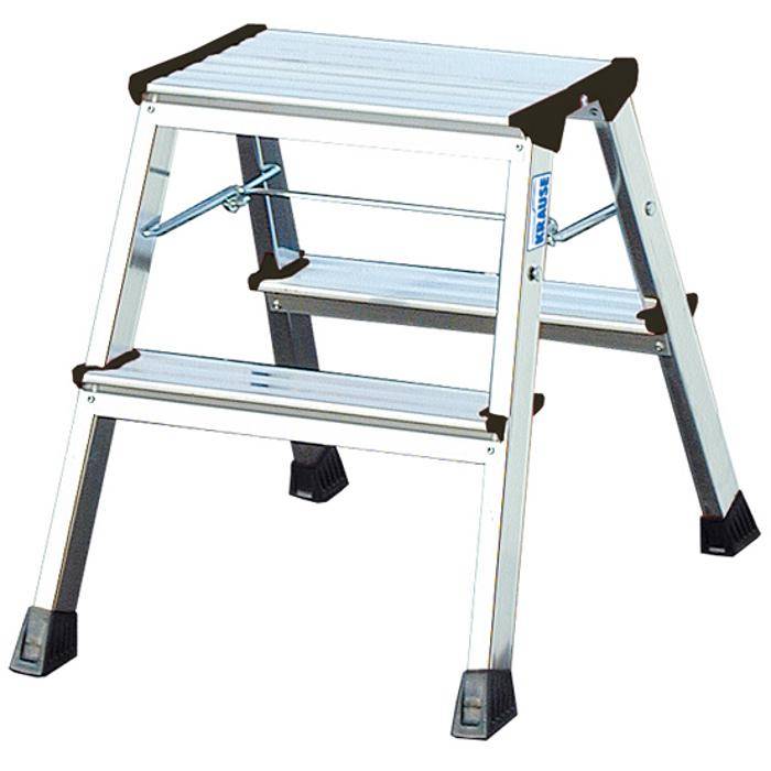 Doppel-Klapp Tritt "Rolly" - Krause - 0,45 m Standhöhe - Farbe alu