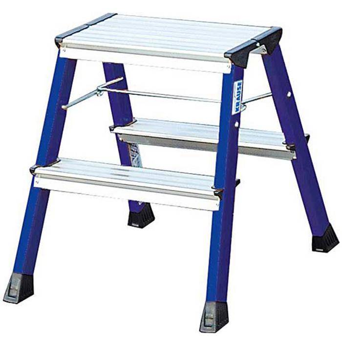 Doppel-Klapp Tritt "Rolly" - Krause - 0,45 m Standhöhe - Farbe blau