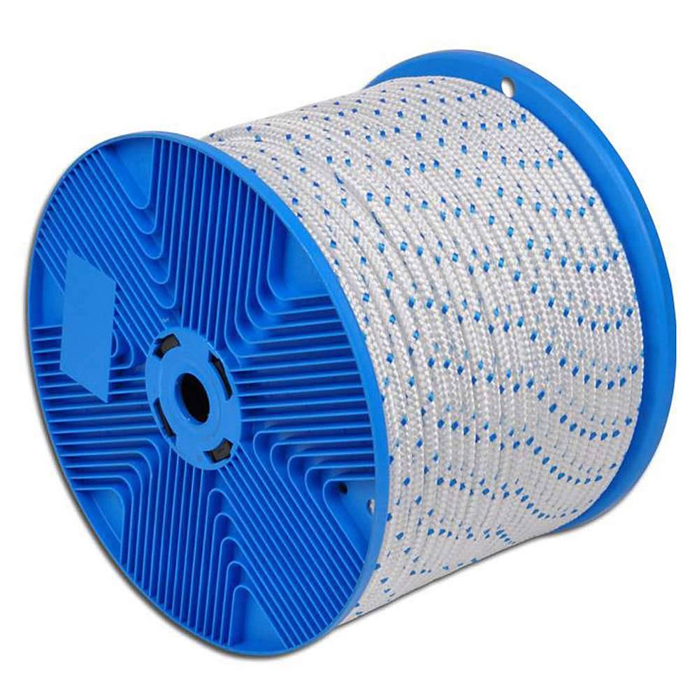 Seil - verrottungsbeständig - thermostabilisiert - Ø 6 mm - weiß-schwarz - Tragkraft 65 kg - Rollenlänge 120 m - Preis per Rolle