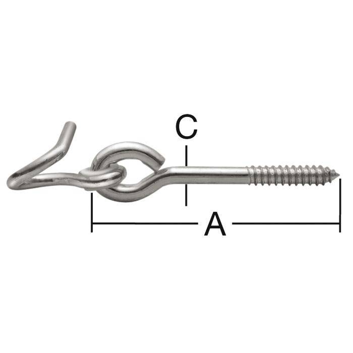 Spiralhaken - verzinkt - mit Holzschraubengewinde - VE 10 Stück - Preis per VE