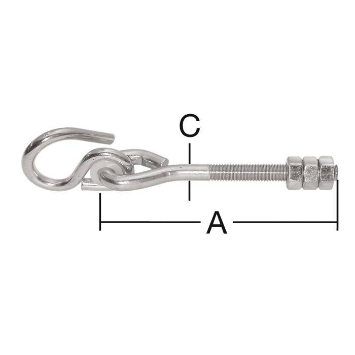 Spiralhaken - metrisches Gewinde - inkl. Muttern - verzinkt - 10 Stück