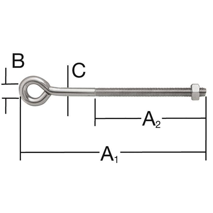 Spannschraube - verzinkt - 100 x 10 x 6 mm - VE 10 Stück (5 x 2 Stück, auf Karte) - Preis per VE