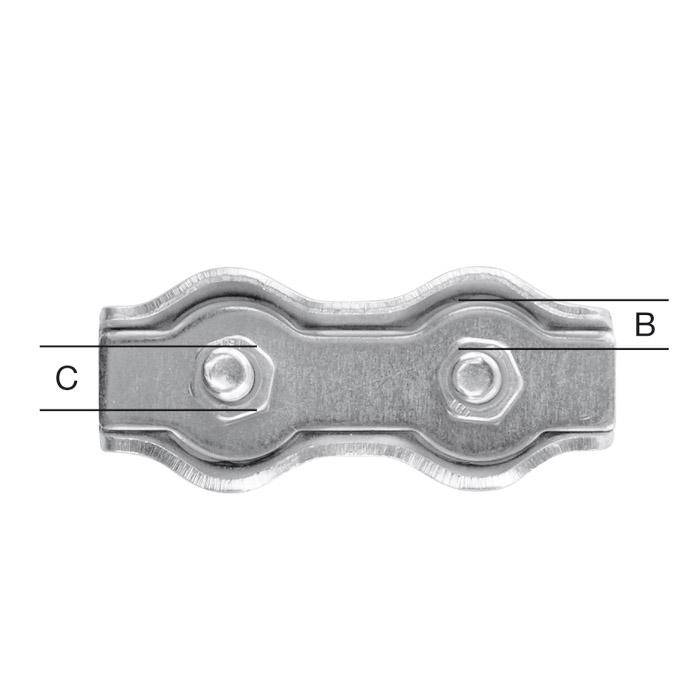 Duplex-Klemme - verzinkt - M4 - Ø bis 3 mm - VE 10 Stück (5 x 2 Stück, auf Karte) - Preis per VE