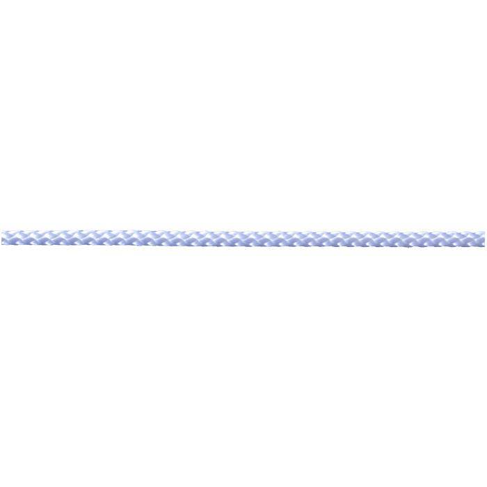 Eine dünne horizontale blaue geflochtene Linie über die Mitte eines weißen Hintergrunds.