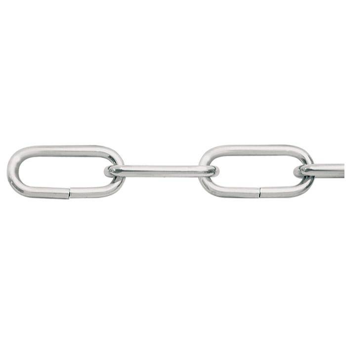Zierkette - vernickelt - Rundstahl - gerade Kettenglieder - Nenndicke 2 mm - 10 m - Preis per Rolle
