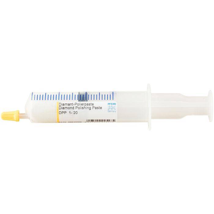 Polierpaste - PFERD - Diamant - Korngröße 1 µm - Inhalt 20 g - Bezeichnung DPP 1-20 - Ausführung ultra fein - Verschlusskappenfarbe gelb