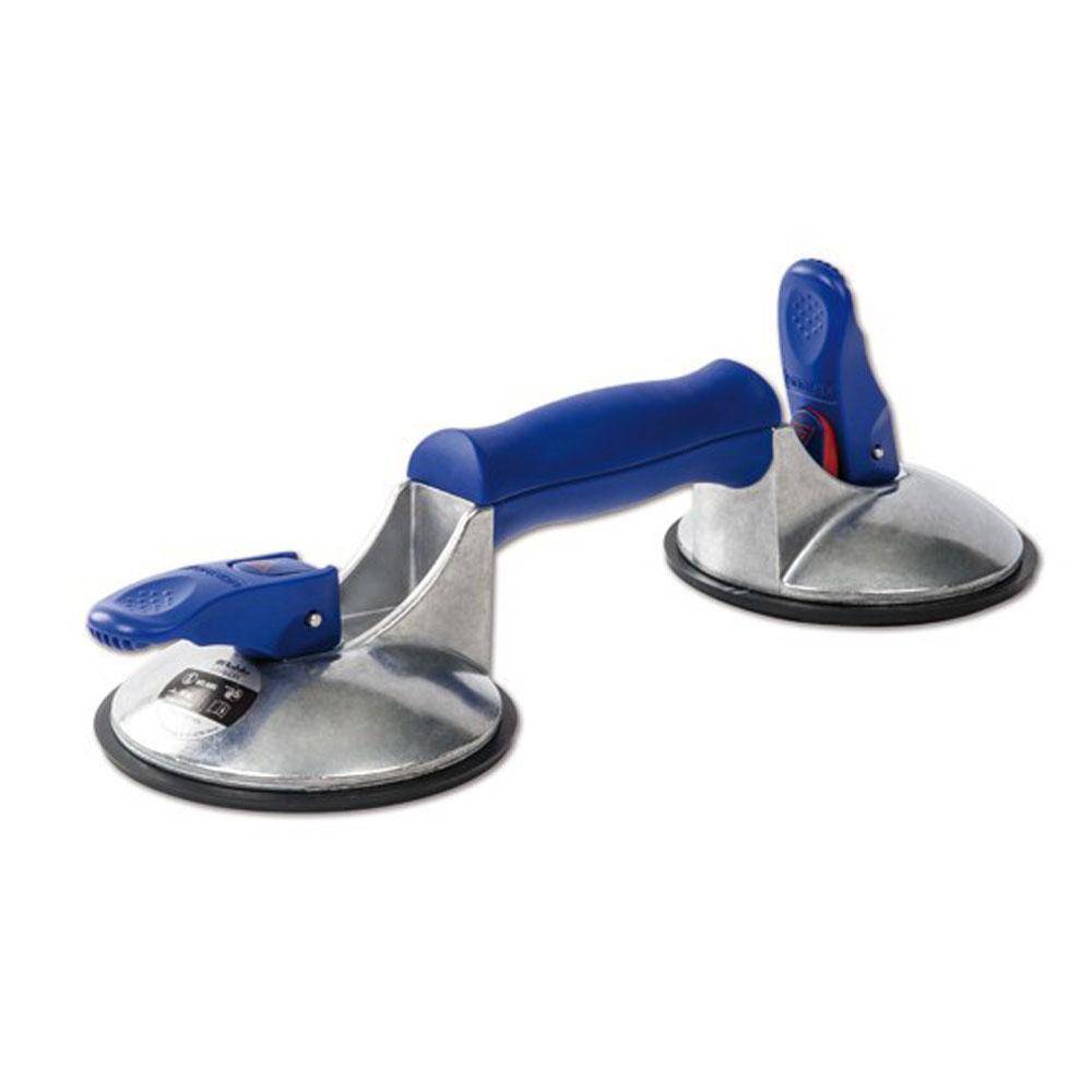 Veribor® blue line Saugheber - 2 Aluminium-Saugköpfe - Saugscheiben-Ø 120 mm - Tragkraft 50 kg