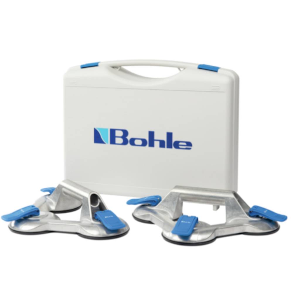 Veribor® blue line Saugheber-Set - im Koffer - 3 Saugköpfe - Saugscheiben-Ø 120 mm - Tragkraft pro Set 200 kg