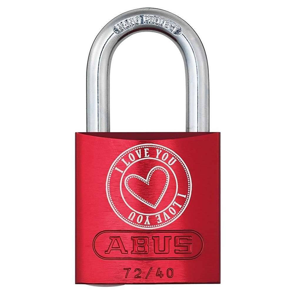 Vorhängeschloss - Modell 72 LoveLock - zum Absichern von Wertgängenständen oder Bereiche - SL 6 - SB 39 - BB 20 - BH 27 - BS 6,5 - SS 19 - SH 74 mm