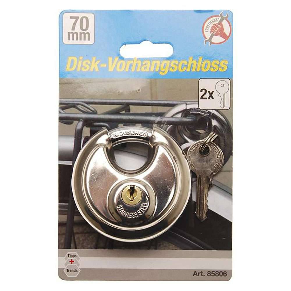 Disk-Vorhängeschloss - aus hochfestem Stahl - 70 mm