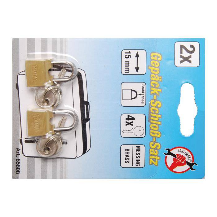 Gepäckschloß-Satz - Breite 15 mm - inkl. je Schloss 2 Schlüssel - 2-teilig