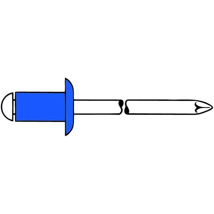 Blau-weiße Spritze mit dem Kolben auf der linken Seite und der Nadelspitze auf der rechten Seite, auf einem einfachen weißen Hintergrund abgebildet.