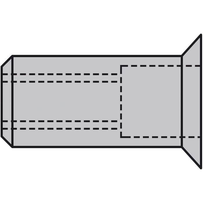 Blindnietmuttern GESIPA - Alu - Senkkopf (90°) - M4x6x13,5 mm - 500 Stück
