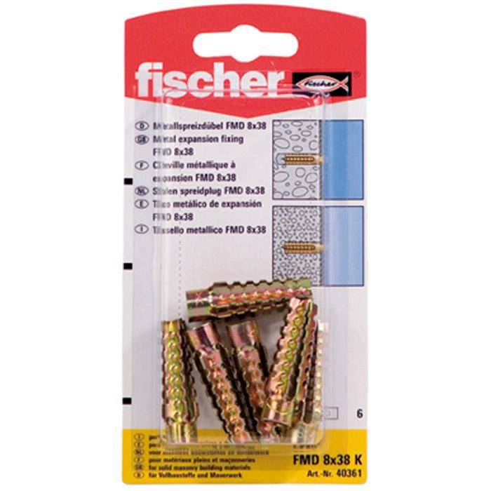 Metallspreizdübel FMD - Inhalt 6 x Metallspreizdübel - Bohrernenn Ø 10-12 mm - Dübellänge 38 mm - Schraube Ø 6-8 mm - min. Bohrlochtiefe 46 mm -