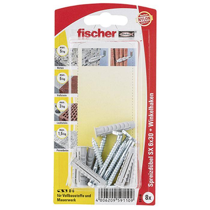 Dübel SX und Winkelhaken - Bohrernenn Ø 6 mm - Dübellänge 30 mm - VE 5 Stück - Preis per VE