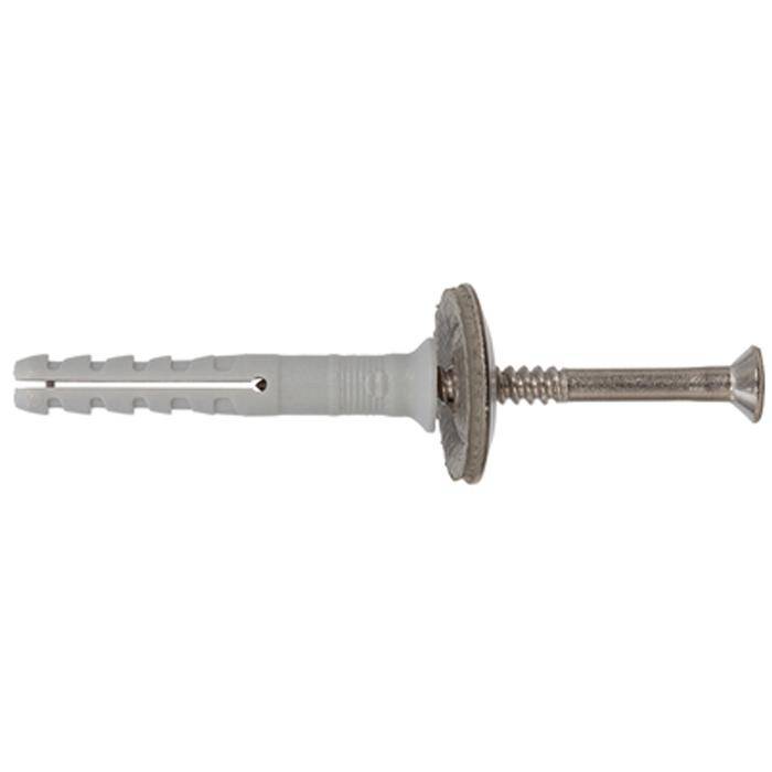 Nageldübel N-S D A2 - mit Senkkopf und nicht rostender Schraube mit Dichtscheibe - Dübellänge 60 mm - Bohrlochtiefe 75 mm - Dichtscheibe 19 mm - An
