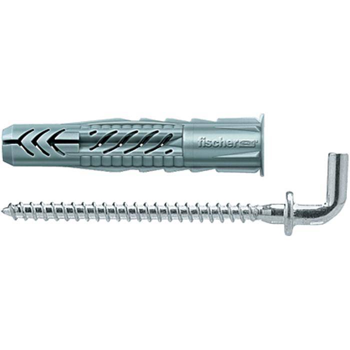 Universaldübel UX WH - mit Winkelhaken - Bohrernenn-Ø 8 mm - Bohrlochtiefe 60 mm - min. Plattendicke 9,5 mm - Dübellänge 50 mm - Schraubhakenabmes