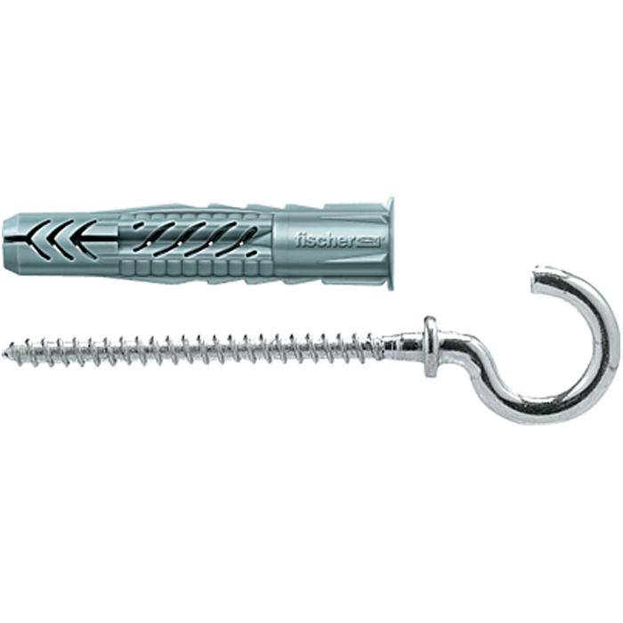 Universaldübel UX RH - mit Rundhaken - Bohrernenn-Ø 8 mm - Bohrlochtiefe 60 mm - min. Plattendicke 9,5 mm - Dübellänge 50 mm - Schraubhakenabmessu