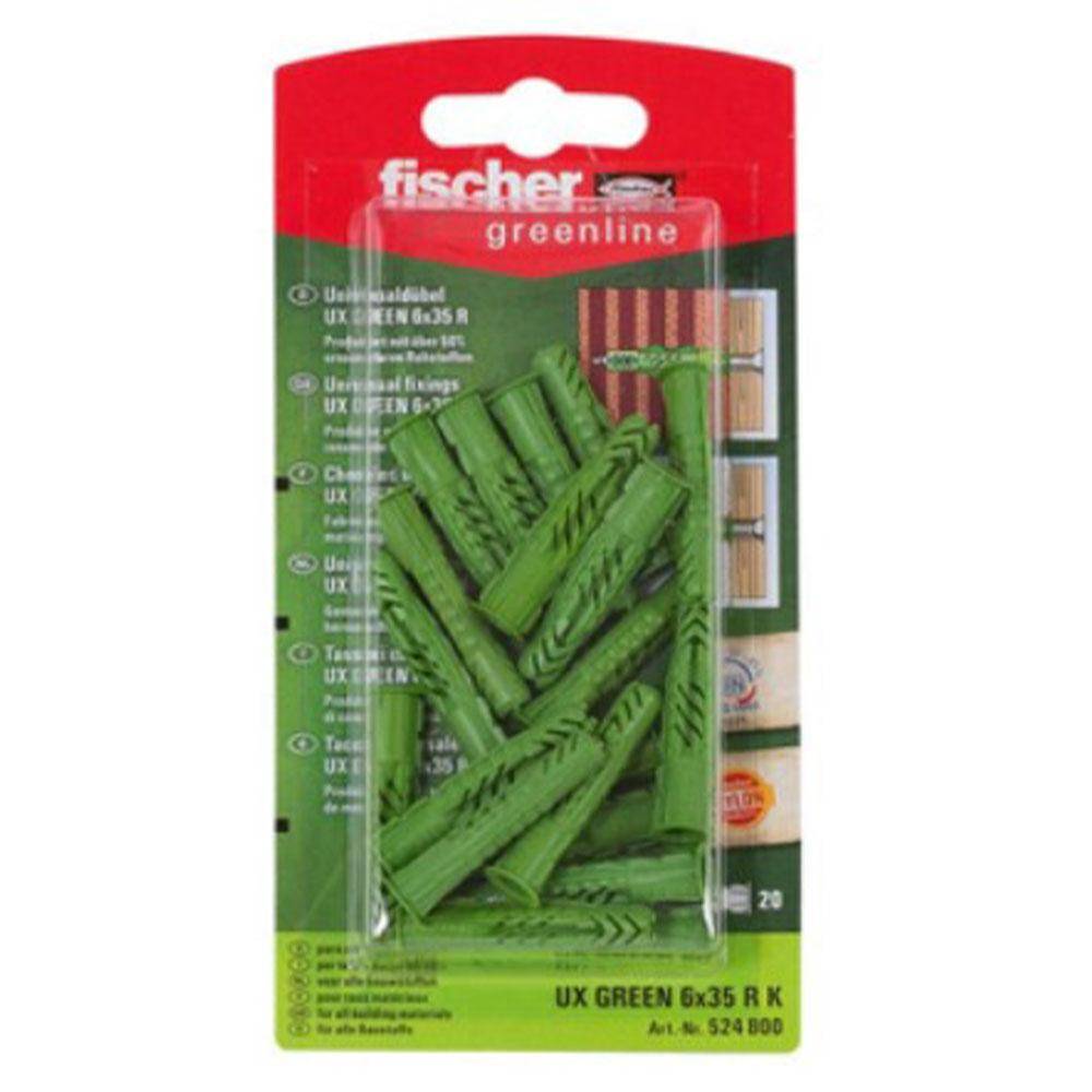 Universaldübel UX GREEN 6 x 35 R K - mit Rand - SB-Karte - VE 5 Stück - Preis per VE