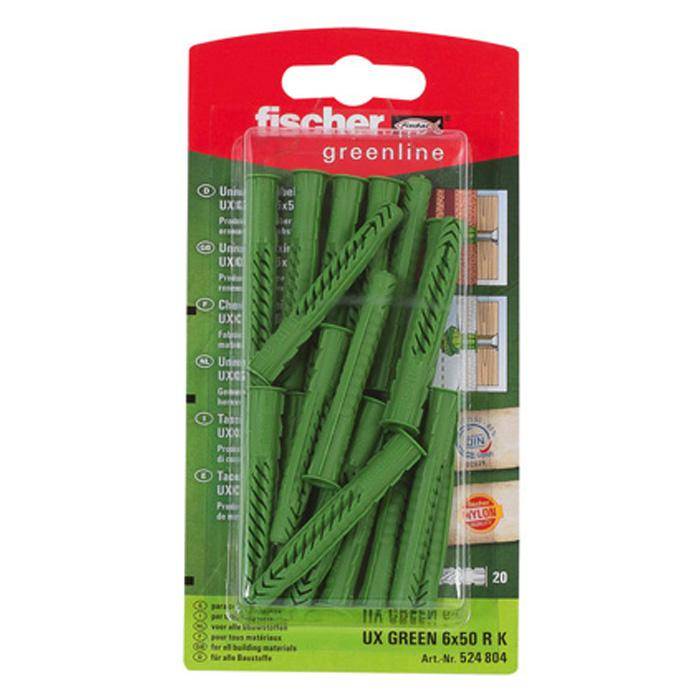 Universaldübel UX GREEN 6x50 R K - mit Rand - SB-Karte