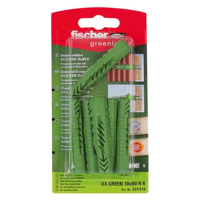 Universaldübel UX GREEN 10x60 R K - mit Rand - SB-Karte