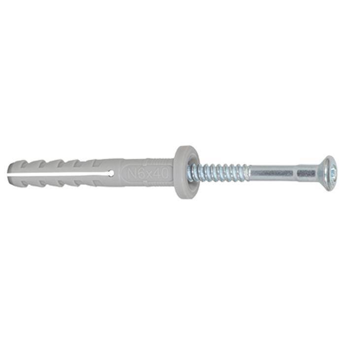 Nageldübel - Bohrernenn-Ø 6 mm - Verankerungstiefe 30 mm - Dübellänge 40 mm - Bohrlochtiefe 55 mm - Antrieb PZ2 - VE 100