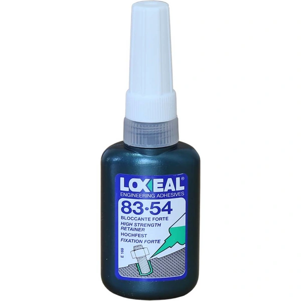 Schraubensicherung - "Loxeal 83-54" - max. Spalt 0,15mm - Gewindeverbindungen - M 20 - hochfest - Farbe: grün (Fluoreszierend bei Blaulicht) Schraubensicherung - "Loxeal 83-54" - max. Spalt 0,15mm - Gewindeverbindungen - M 20 - hochfest - Farbe: grün (Fluoreszierend bei Blaulicht)