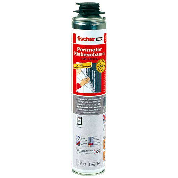 Perimeterklebeschaum 750 ml PUPP G B2 - Farbe Betongrau - VE 12 Stück - Preis per VE