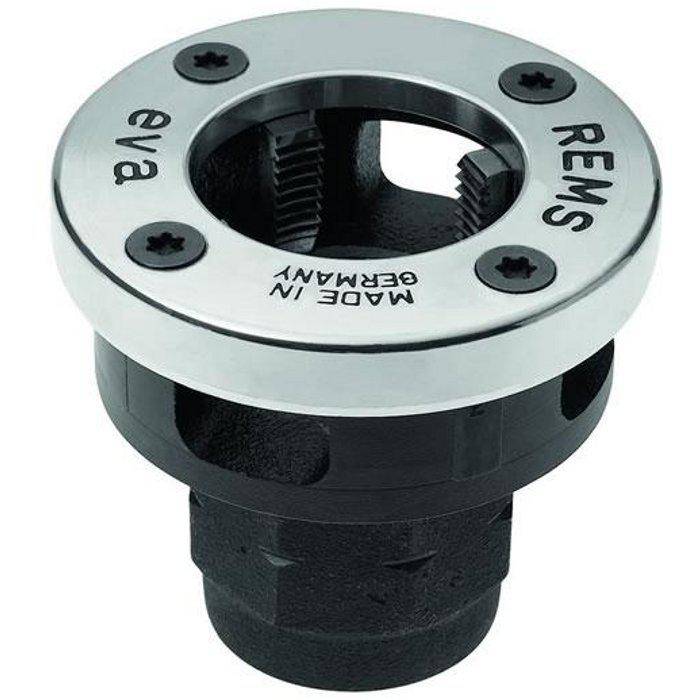 Schwarze und silberne runde Metallsteckdose oder -stecker mit der Beschriftung 