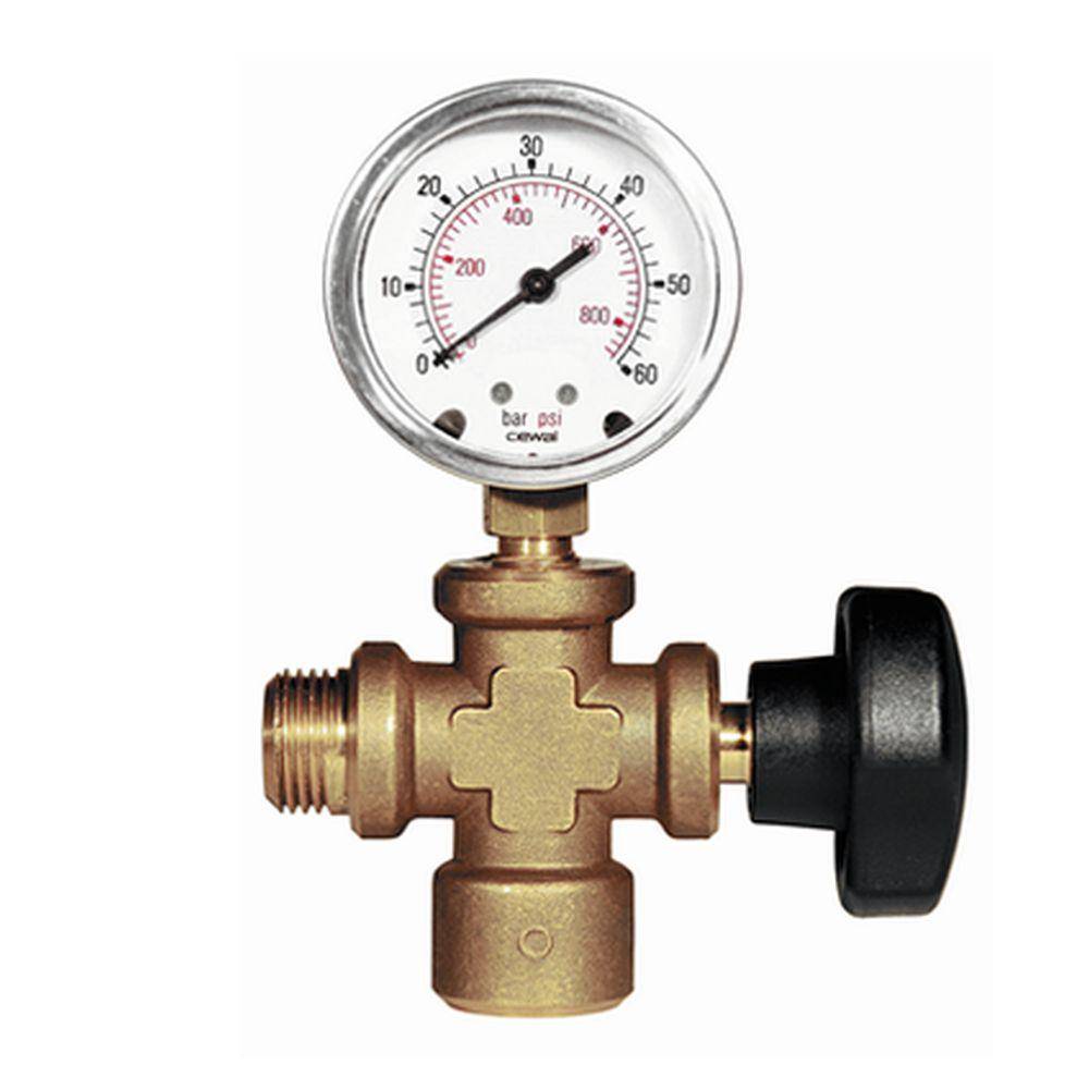 Zubehör für Druckprüfpumpen - Anschlussstück mit Manometer und Absperrventil