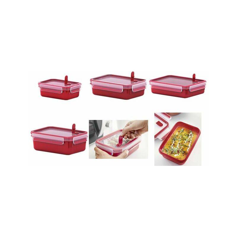 emsa Mikrowellendose CLIP & MICRO, 0,80 Liter, rot