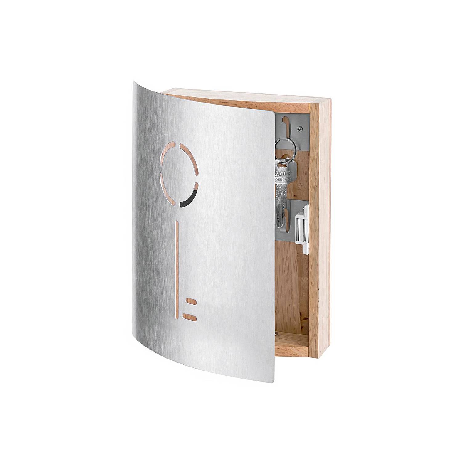 Zeller Present 13846 Schlüsselkasten mit Schlüssel-Motiv, mit 9 Haken, edelstahl/natur