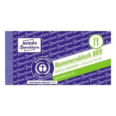 AVERY Zweckform Nummernblock Vordruck Maße: 10,5 x 5,3 cm (B x H)