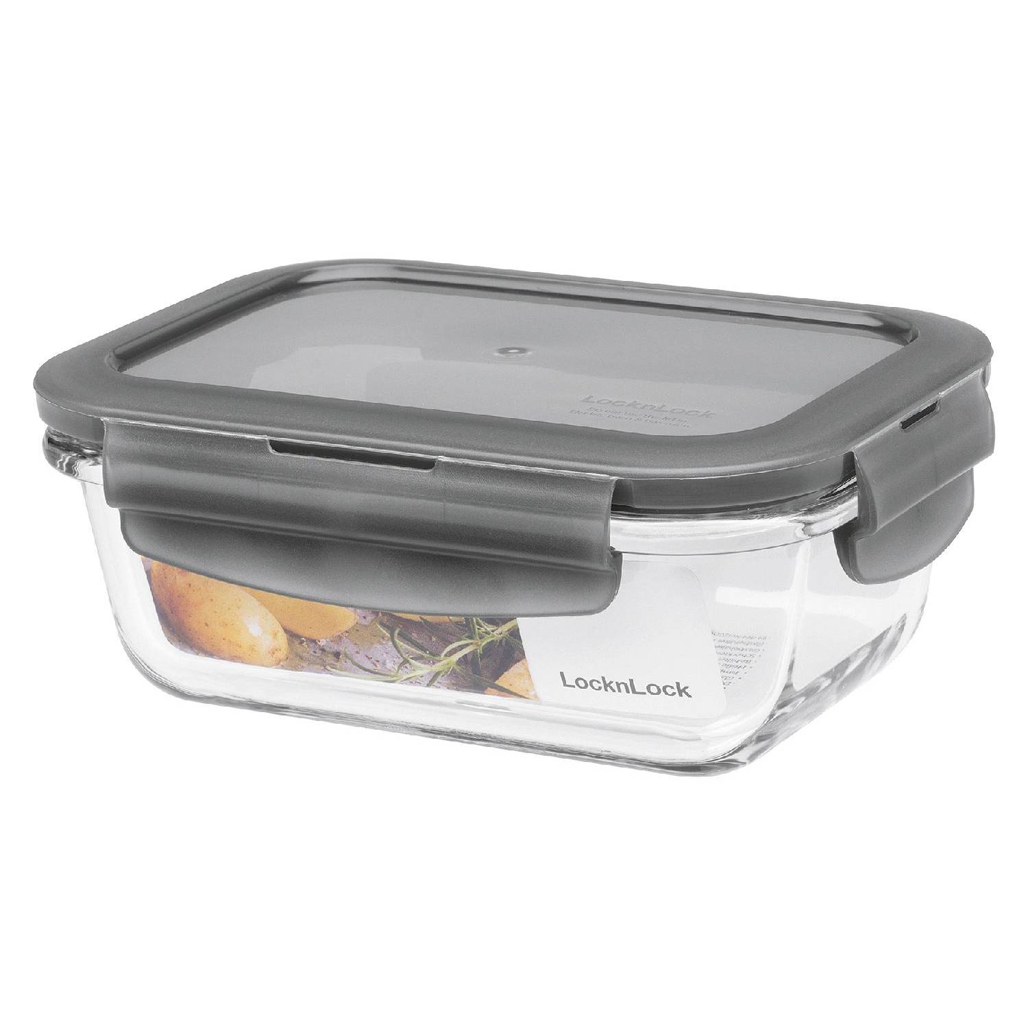 Lock & Lock Boroseal Frischhaltedose rechteckig 380ml 15x11x5,7cm, grau/klar