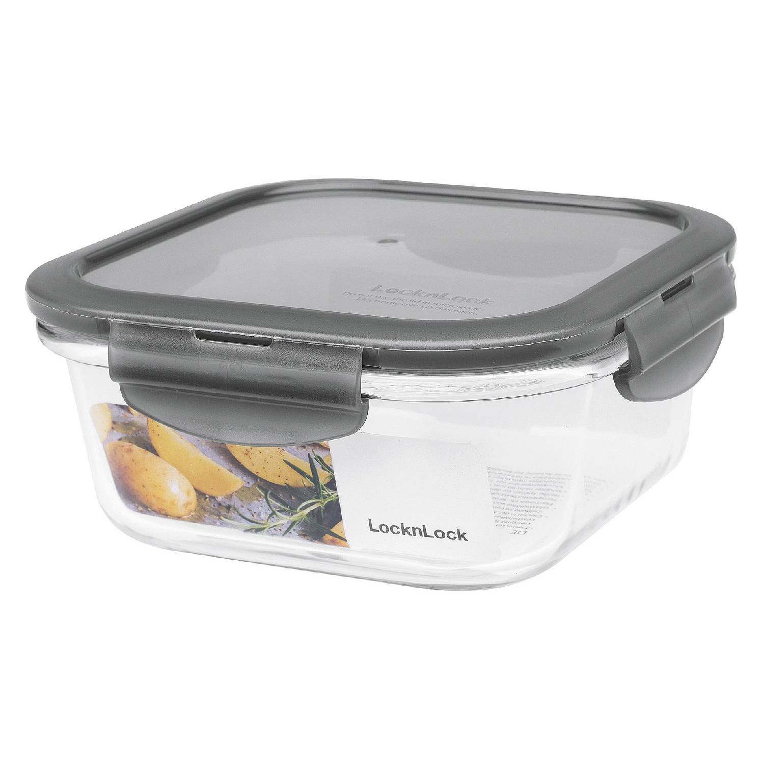 Lock & Lock Boroseal Frischhaltedose quadratisch 750ml 15,5x15,5x6,9cm, grau/klar