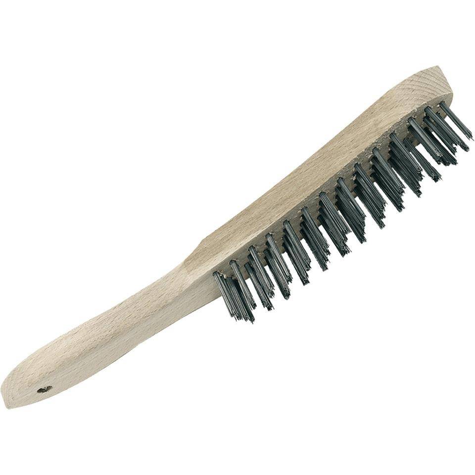 Hand-Drahtbürste, 4-reihig, Stahldraht/Holz, 28cm, 12 Stück/VE
